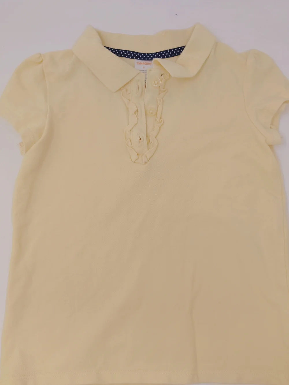 Gymboree Yellow Ruffle Polo Top Girl's Size 6, Play proof, Casual